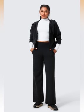 Women's Black Wide-Leg Yoga Pants